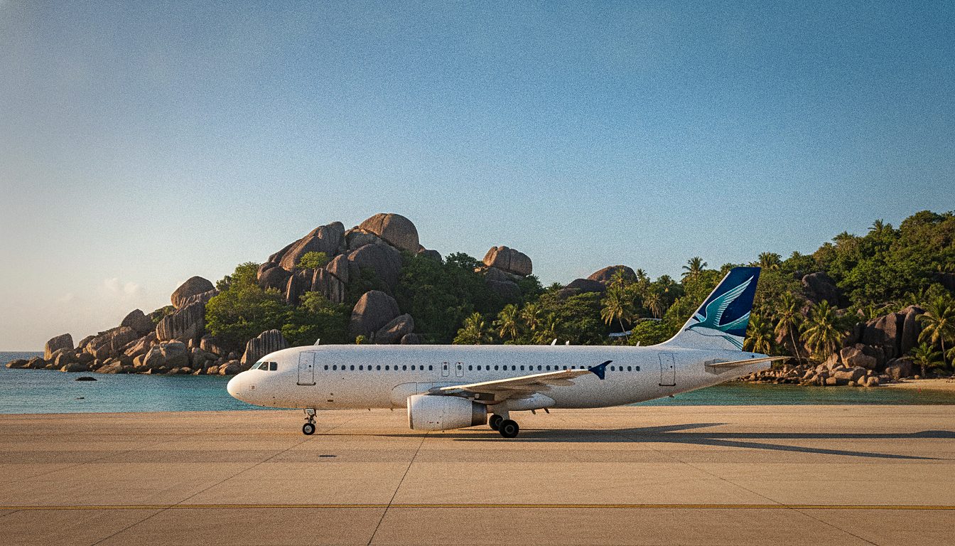 Avion sur le tarmac de l'Aéroport des Seychelles