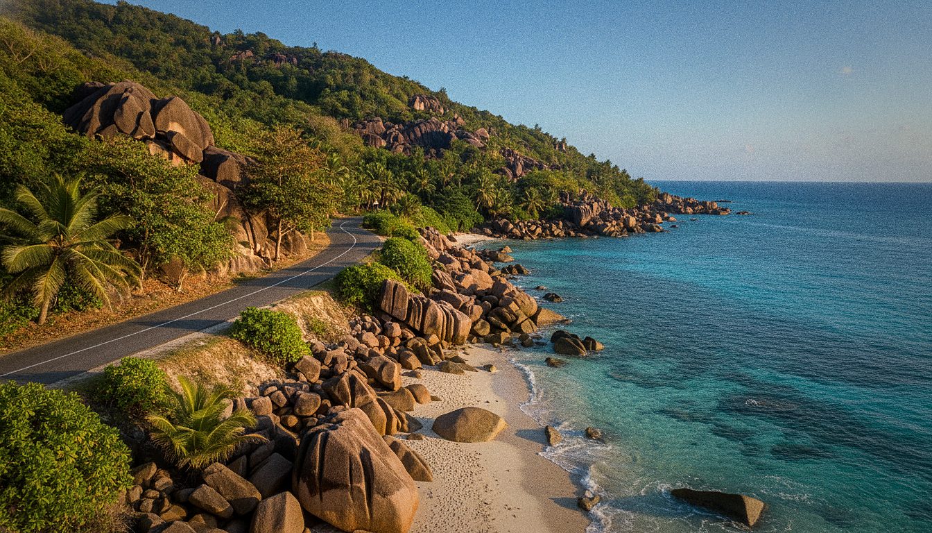 Route côtière de Mahé au départ de l'Aéroport des Seychelles